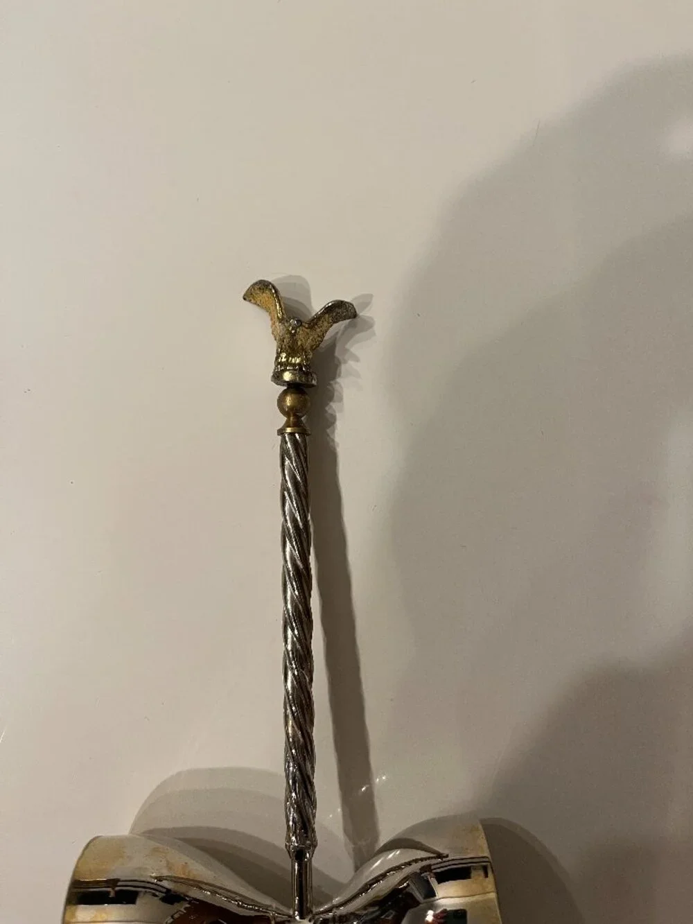 Vintage Silver Plated Handled Double Jigger Twisted Stem Crested Eagle Finial